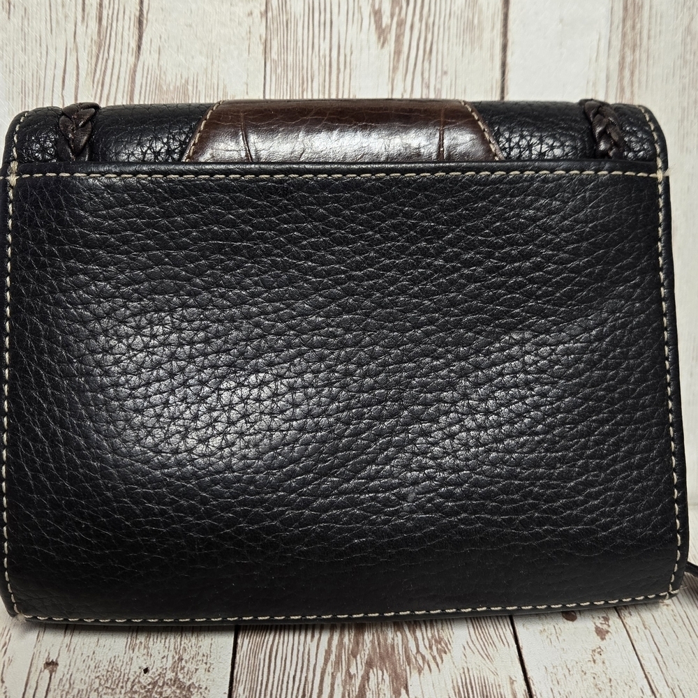 Brighton Black Brown Leather Wallet Western Concho Braided Trim Organizer Bifold - Picture 12 of 12